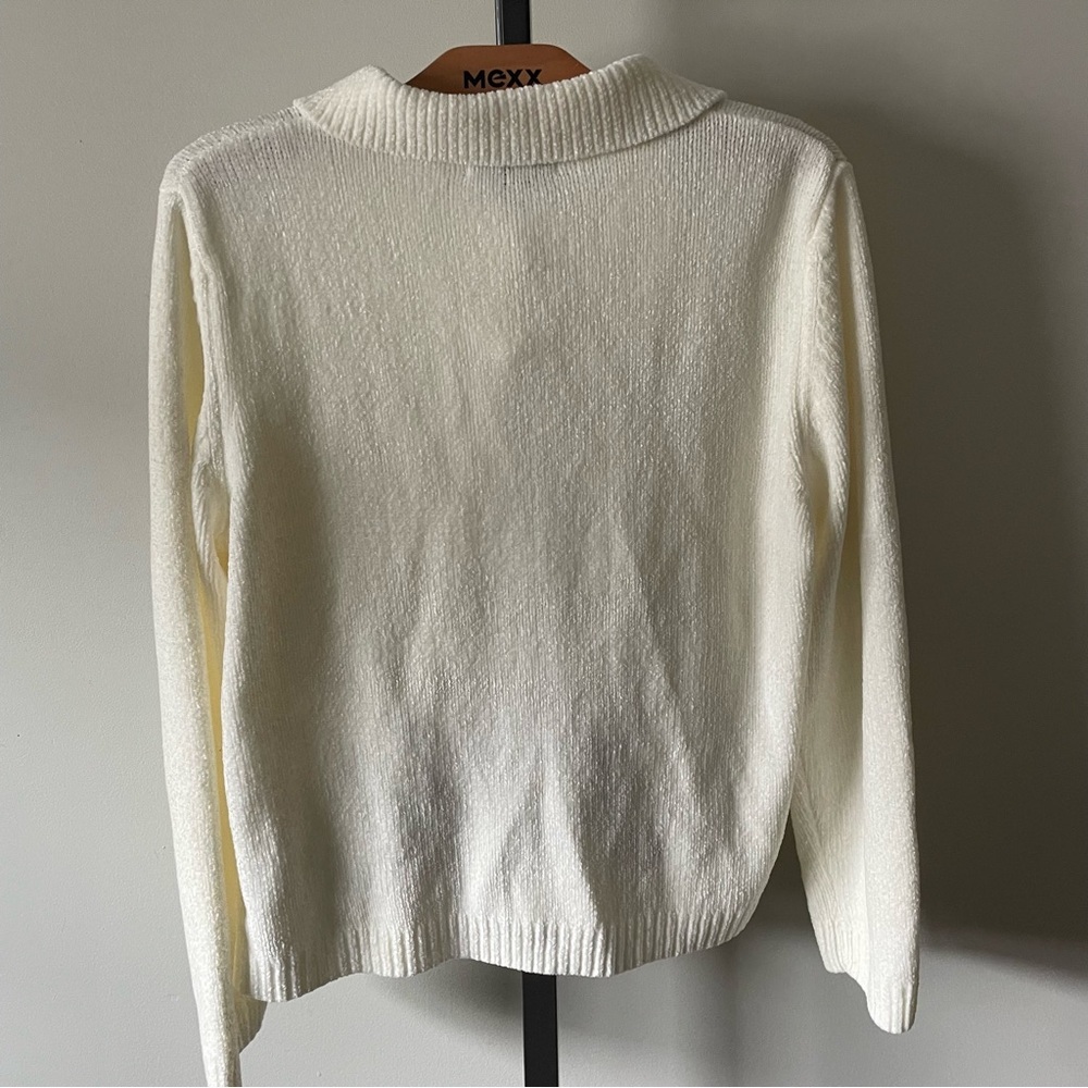 Vintage Alfred Dunner Floral Embroidered Chenille Sweater Polo Collar Grandma - Picture 2 of 8